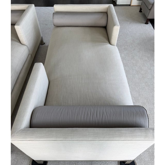 Pair of Custom A. Rudin No. 2725 Tête-À-Tête Sofas Upholstered in Ivory/Beige For Sale - Image 10 of 11