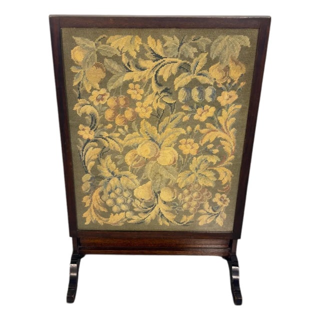 Antique English Oak Metamorphic Tapestry Fireguard and Occasional Table For Sale