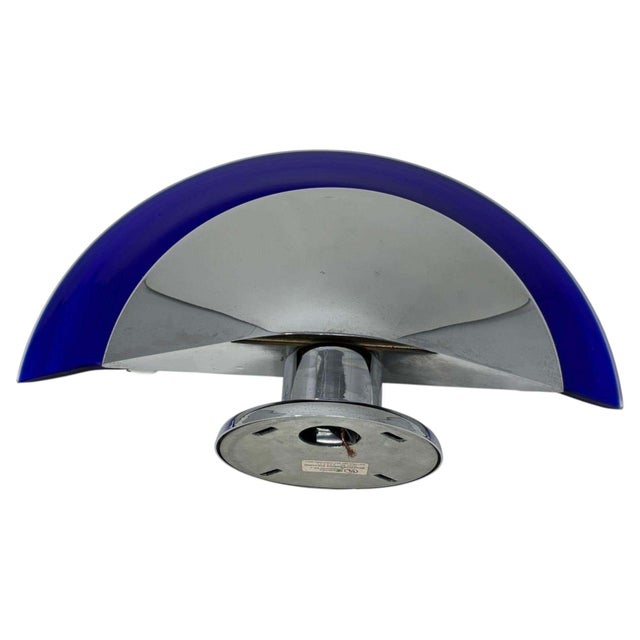 Postmodern Postmodern Italian Cobalt Blue Murano Glass & Chrome Wall Sconce, 1980s 1 of 7 For Sale - Image 3 of 17