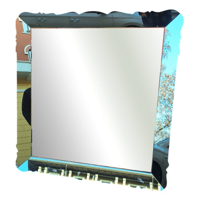 Wall Mirror in Sage Green Glass by Pietro Chiesa for Fontana Arte, 1940s For Sale