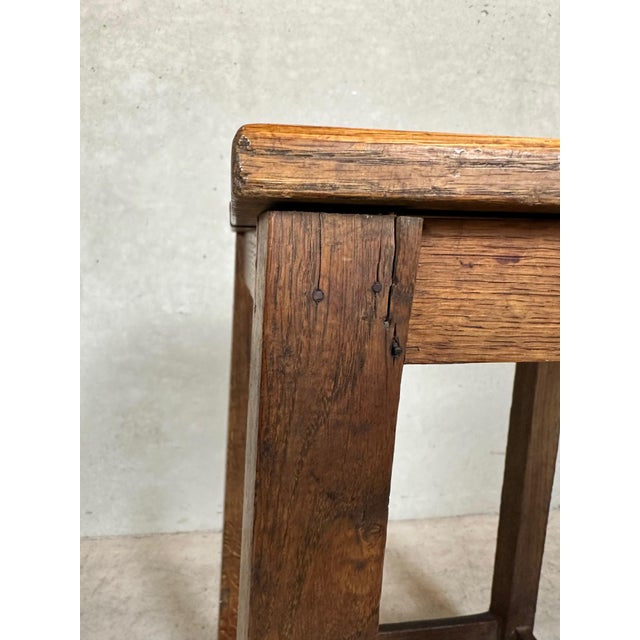 Wood Brutalist Side or Plant Table in Oak For Sale - Image 7 of 12