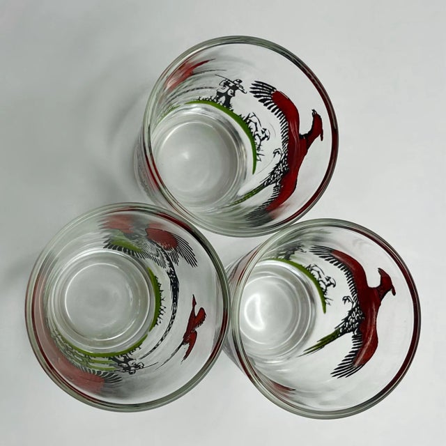 Mid 20th Century Hazel Atlas Pheasant Shot Glasses- A Trio For Sale - Image 9 of 10