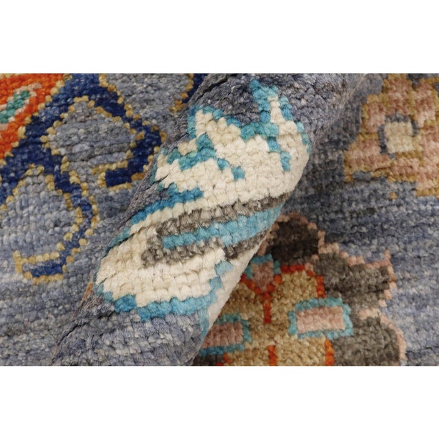 Gray Boho Chic Oushak Finnegan Gray/Blue Wool Rug - 5'5'' X 8'3'' For Sale - Image 8 of 8