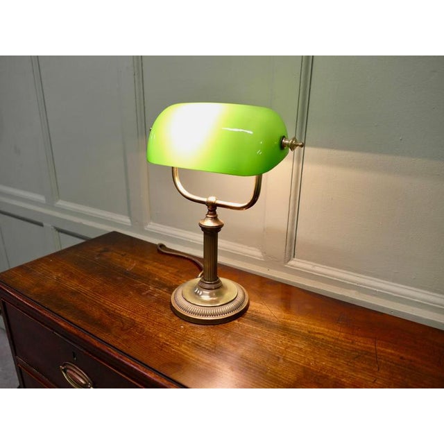 Brass and Green Glass Library Desk Lamp, 1970s For Sale - Image 6 of 8