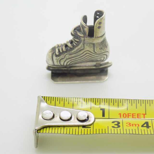 Silver Vintage Italian Handmade Genuine Silver Rare Ice Skates Dollhouse Miniature, Made in Novara (Italy) For Sale - Image 8 of 9
