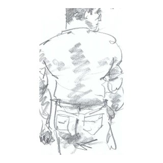 1990s Figure Drawing of a Man From the Rear For Sale