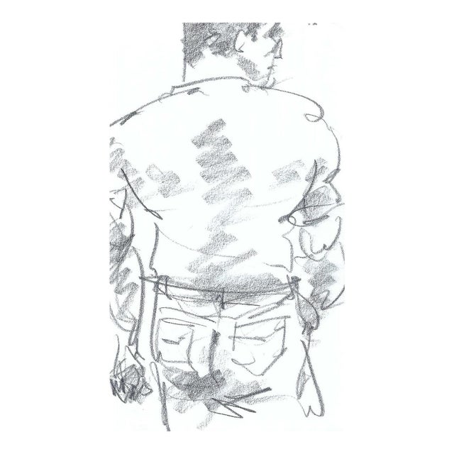1990s Figure Drawing of a Man From the Rear For Sale