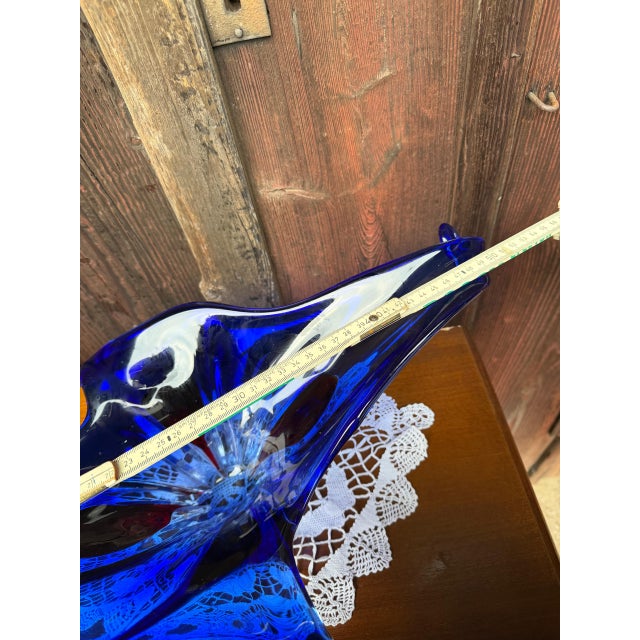 Large Mid-Century Blue-Red-Clear Sommerso Murano Glass Bowl, 1960s For Sale - Image 10 of 18