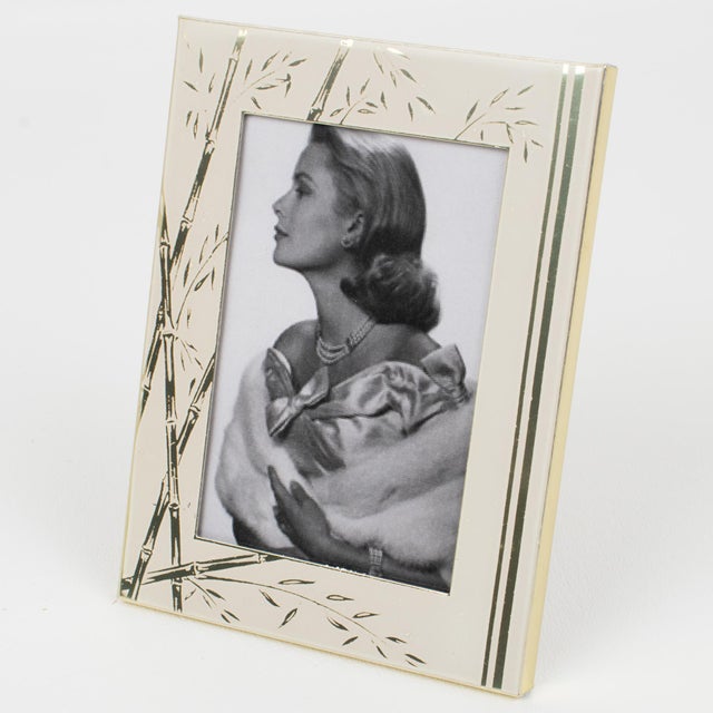 Mid-Century Modern Umberto Mascagni White and Gilt Aluminum Picture Frame, Italy 1970s For Sale - Image 3 of 10