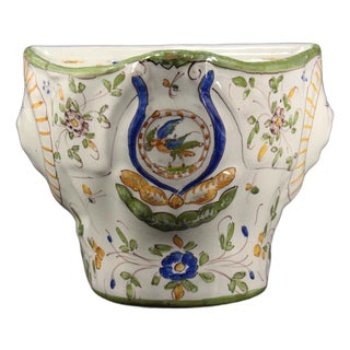 19th/20th C Polychrome Faience Bough Pot Wall Pocket Martres-Tolosane , France For Sale