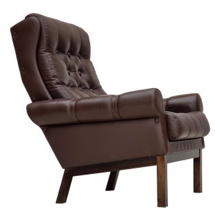 Danish Armchair in Brown Furniture Leather, 1970s For Sale