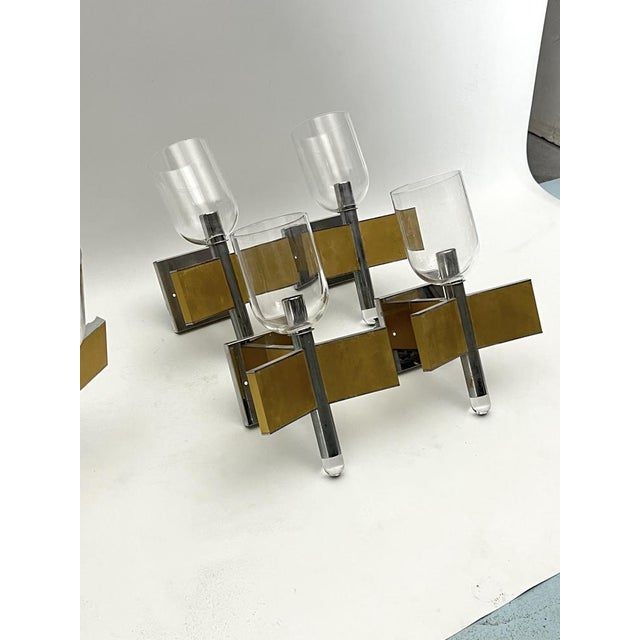 Mid-Century Modern Brass and Chrome Sconces by Sciolari, Italy 1970s, Set of 8 For Sale - Image 12 of 17