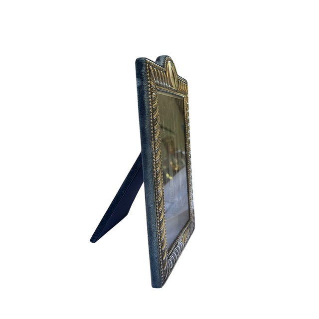 Metal New Hallmarked Italian Sterling Silver Beaded & Fluted Picture Frame – 4x6 – After Buccellati Ralph Lauren For Sale - Image 7 of 12