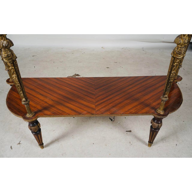 Late 19th Century French Louis XVI Demi-Lune Console Table With Fine Marquetry & Gilt Bronze Caryatid Legs For Sale - Image 10 of 13