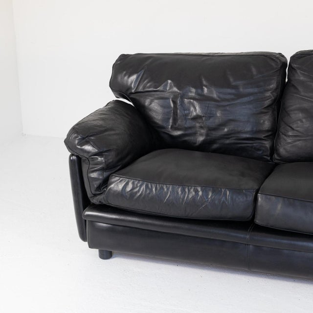 Leather sofa model ‘Poppy’ designed by Tito Agnoli and produced by Poltrona Frau in the 1970s. The leather has no cracks...