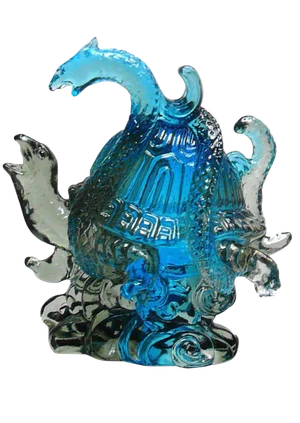 Chinese Liuli Crystal Glass Pate-de-verre Turtle Celestial Animals Figure