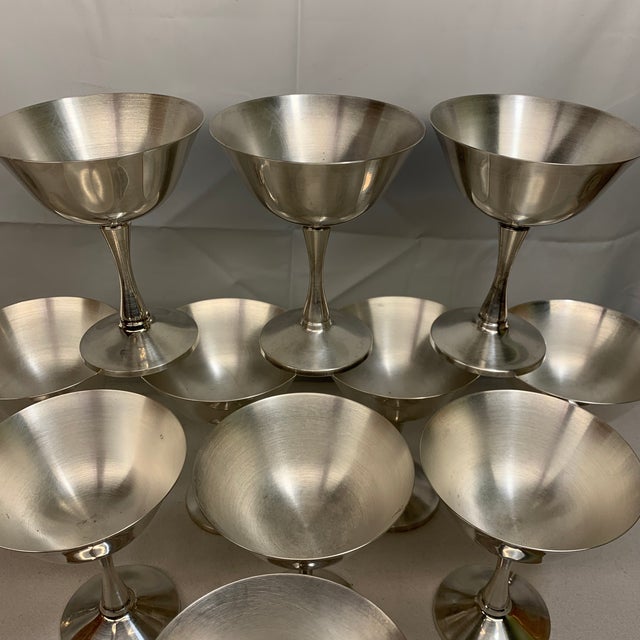 1960s Vintage Silver-Plated Champagne Coupe Dessert Sherbet Goblets by Salem - Set of 11 For Sale - Image 5 of 7