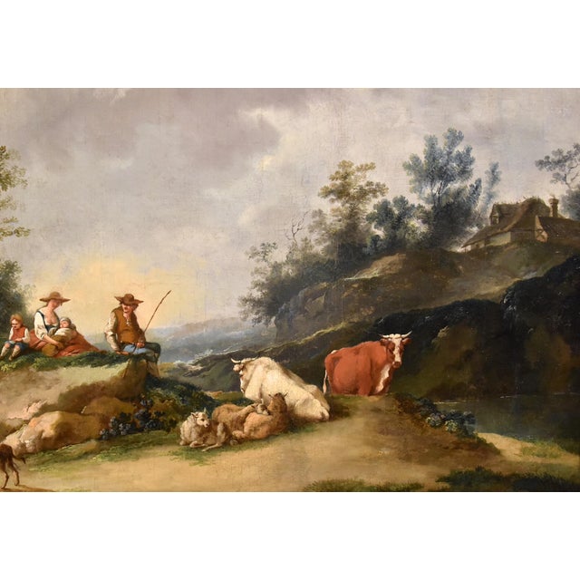 Circle of Francesco Zuccarelli, Landscape, 1750, Oil on Canvas For Sale - Image 4 of 13