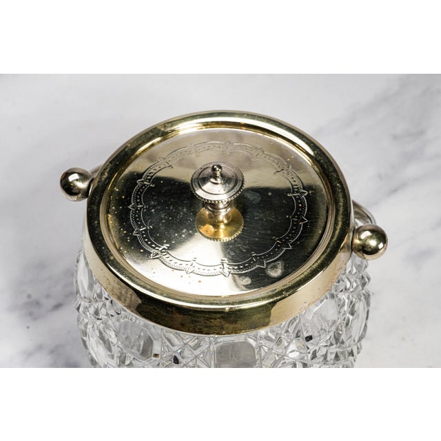 1920s Wonderful Antique English Crystal Biscuit Jar Cut Glass Lidded Canister Jar With Handle Art Deco Tableware Home Decor For Sale - Image 5 of 15