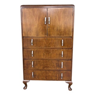 Art Deco Walnut Pantry Cabinet, 1930s For Sale