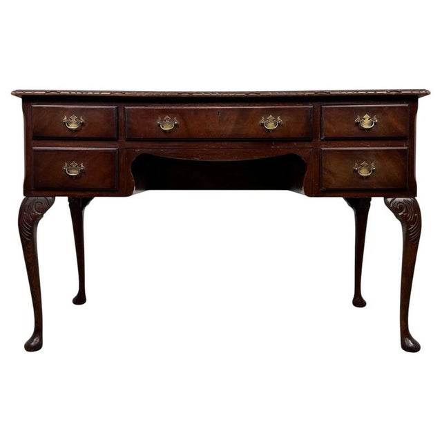 Antique English Mahogany Writing Table, 1920 For Sale - Image 12 of 12
