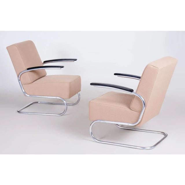Set of Bauhaus Armchairs in Beech & Chrome attributed to Mücke-Melder, 1930s For Sale - Image 4 of 13