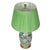 Chinoiserie Pair of Colorful Chinese Export Porcelain Lamps With Green Pleated Shades For Sale - Image 3 of 4