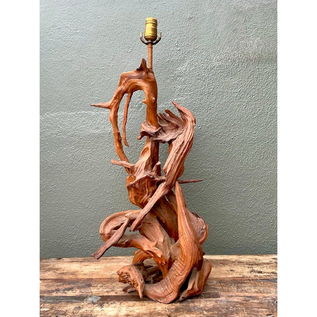 Wood Vintage Mid-Century Modern Driftwood Lamp For Sale - Image 7 of 12