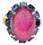Bochic "Orient" Red Ruby & Tanzanite Ring, Set 18K In Yellow Gold & Silver For Sale