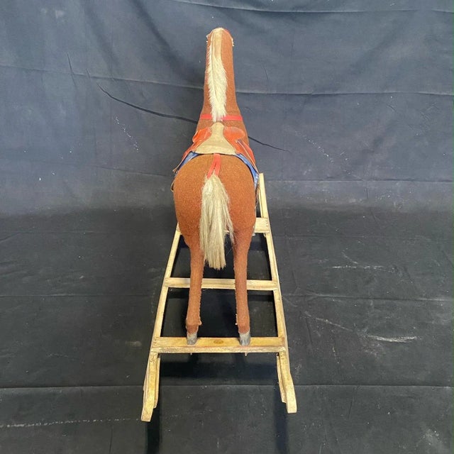 Wood Folk Art British 19th Century Rocking Horse With Glass Eyes For Sale - Image 7 of 13