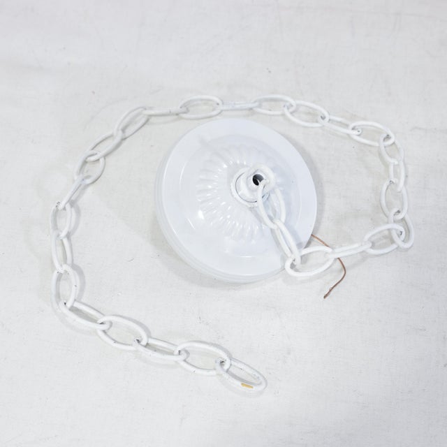 Vintage Handmade White and Light Blue Iron 8-Light Pendant Chandelier For Sale - Image 12 of 13