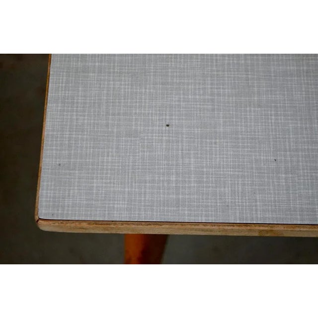 Wood Vintage Formica Table with Compass Legs, 1960s For Sale - Image 7 of 12