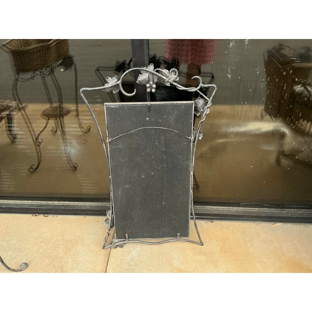 Tan Garden Iron and Wicker Plant Stand Console Table With Mirror & Umbrella Stand For Sale - Image 8 of 10