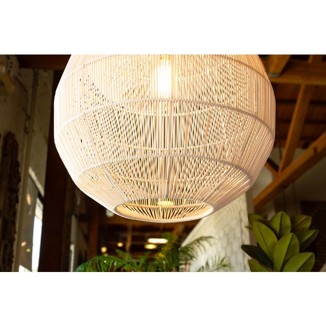 Luminous Metal Frame Tiered Laced Pendant Lantern For Sale - Image 10 of 15