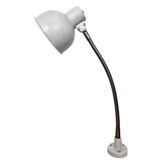 Industrial Grey Workshop Gooseneck Table Lamp, 1960s For Sale