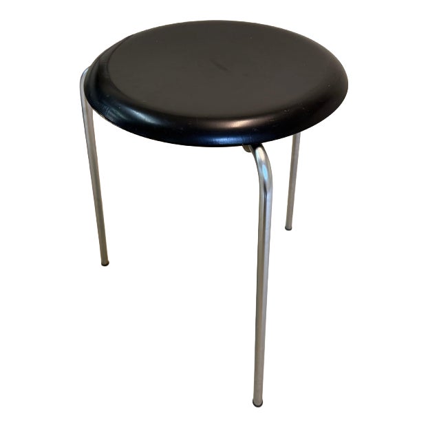 Tripod Dot Stool in Black Chrome by Arne Jacobsen for Fritz Hansen For Sale