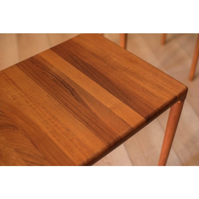 Wood Danish Modern Solid Teak Set of Nesting End Tables by h.w. Klein for Bramin For Sale - Image 7 of 17