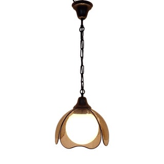 Vintage Ceiling Lamp with Tinted 4-Part Lampshade in a Tin Mount and Glass Shade from Haller-Leuchten, 1980s For Sale