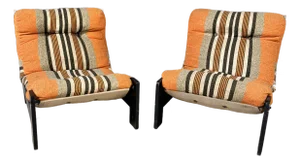 Late 20th Century Orange Striped Danish Postmodern Lounge Chairs