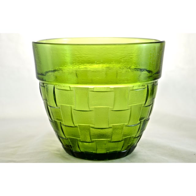 Anchor Hocking Green Basket Weave Glass Bowl Chairish