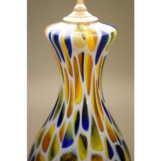 1960s Rarest Murano Millefiori Mosaic Blown Glass Barovier Toso Italy Art Glass Brass Table Lamp For Sale In Los Angeles - Image 6 of 11