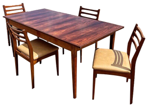 Mid-Century Rosewood Dining Table & Chairs, Set of 5