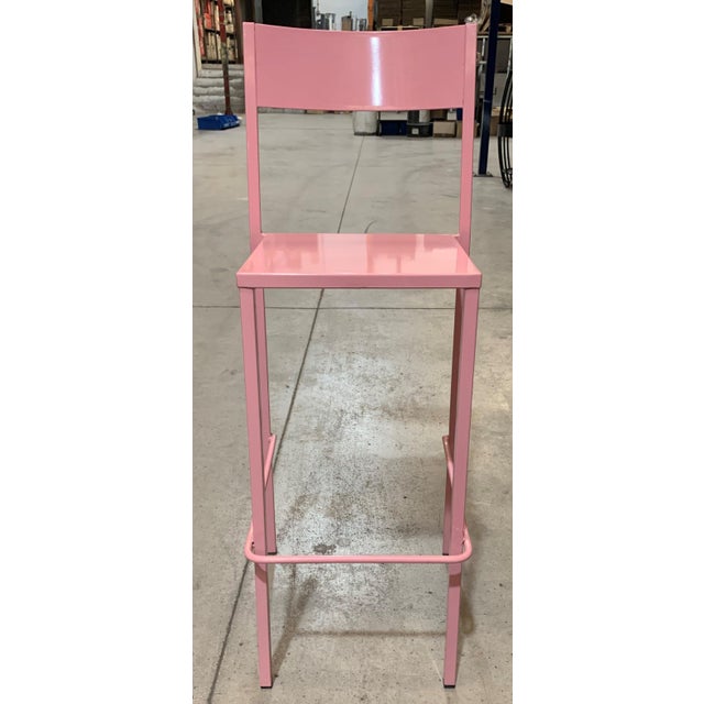 Industrial, counter height, shop stool features a wrought iron frame and seat. You can customize the measurements, colors...