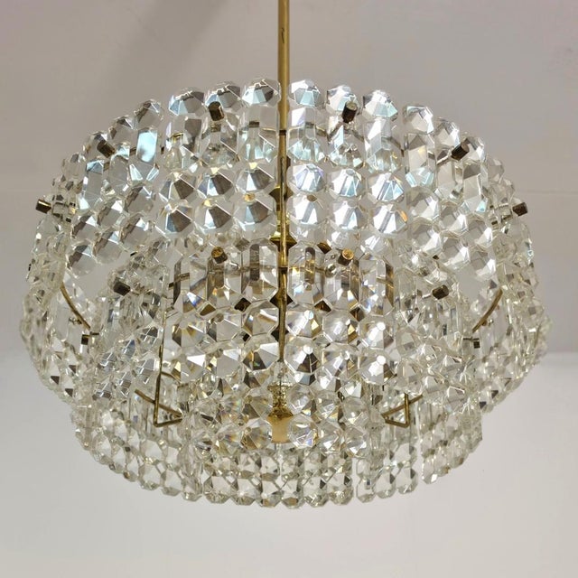 Mid-Century Three-Layered Glass Kinkeldey Chandelier, 1960s For Sale - Image 6 of 6