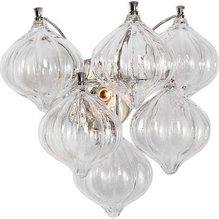 Julie Neill for Visual Comfort Signature Caselli 15" Sconce in Polished Nickel with Clear Glass For Sale