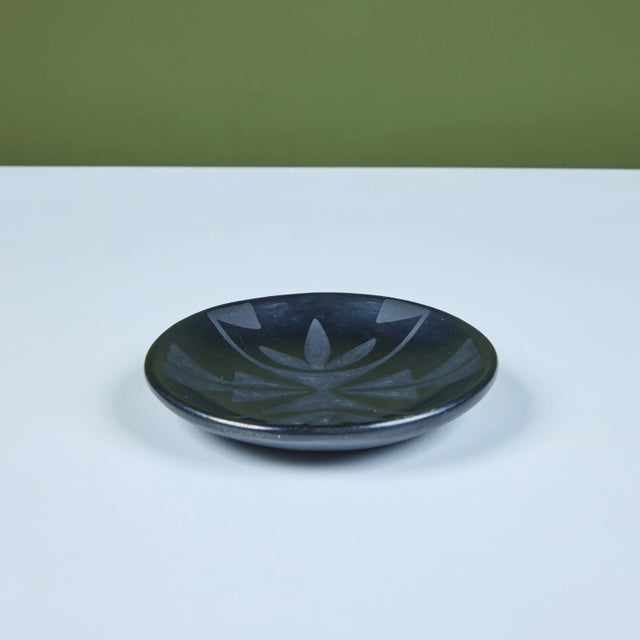Black-on-Black Pottery Plate by Maria Martinez For Sale - Image 10 of 11