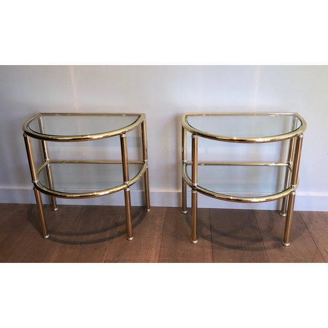 1970s Pair of round brass and silver side tables For Sale - Image 12 of 12
