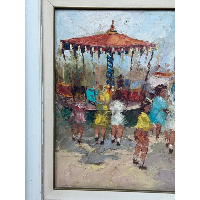 Jean Boissin Mid-Century Impressionist Style Oil Painting Carnival Scene in France For Sale - Image 4 of 15