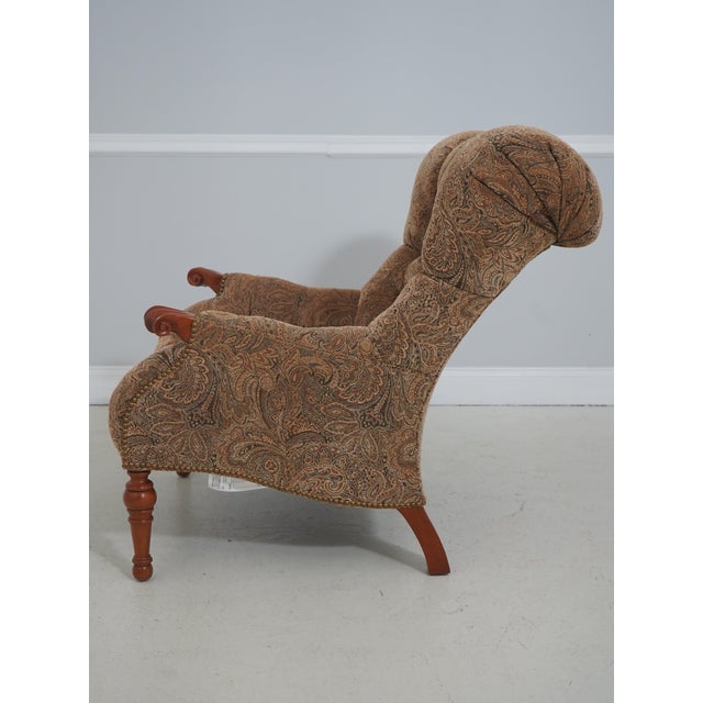 Traditional Stickley Tufted Upholstered Leopold Chair W. Ottoman For Sale - Image 3 of 18