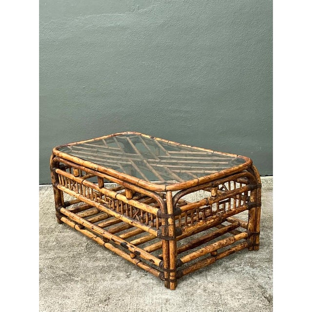 Vintage Bamboo Fretwork and Glass Coffee Table For Sale - Image 4 of 12